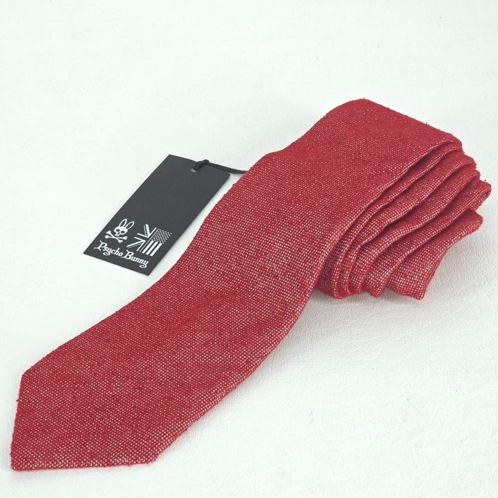 Psycho Bunny Red Microdot Stitched Tie Robert Godley 100% Silk Made in USA NWT